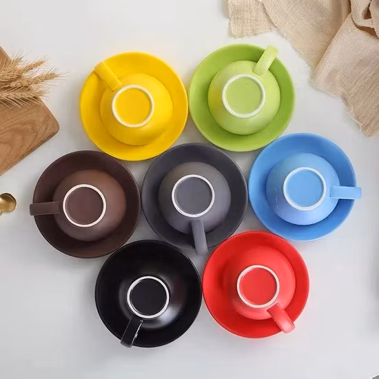 Spot Keramik Kaffeetasse Untertasse Set Latte Tasse Nachmittagstee Tasse Reinweiße Porzellantasse