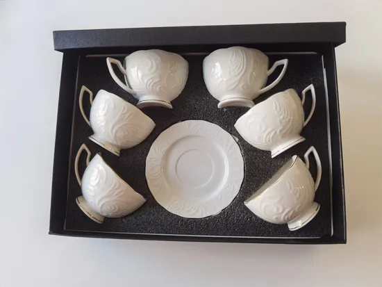 Luxuy einfache weißgoldene Keramik-Porzellan-Café-Kaffeetasse