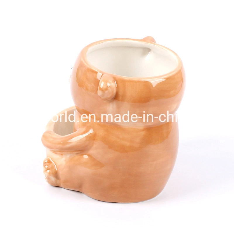 3D Pottery Cute Bear Biscuit Bag Mug Handmade Animal Mug Coffee Cup Ceramic Mug