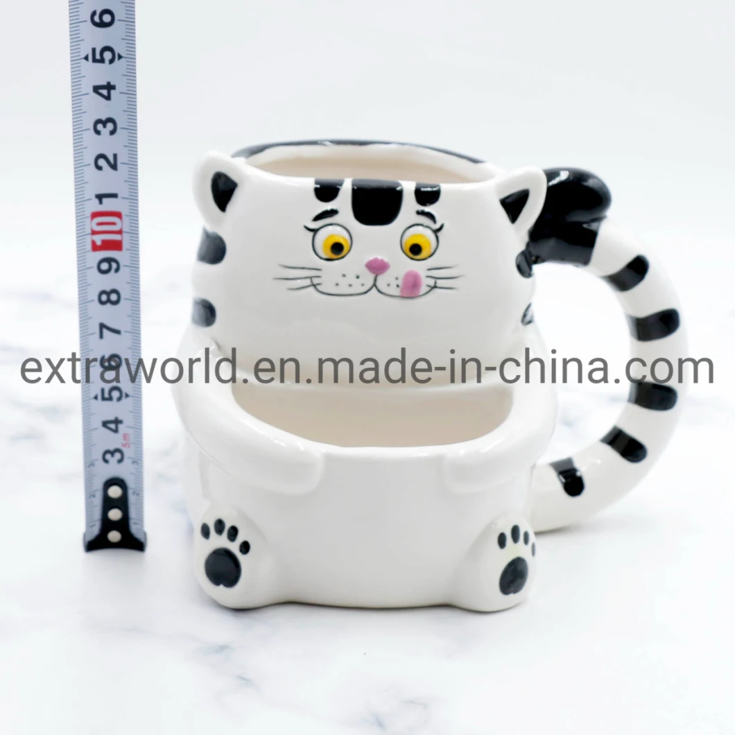 Home Decoration Ceramic 3D Coffee Mug Tea Cup Biscuit Pocket Gift Mug for Kid Child