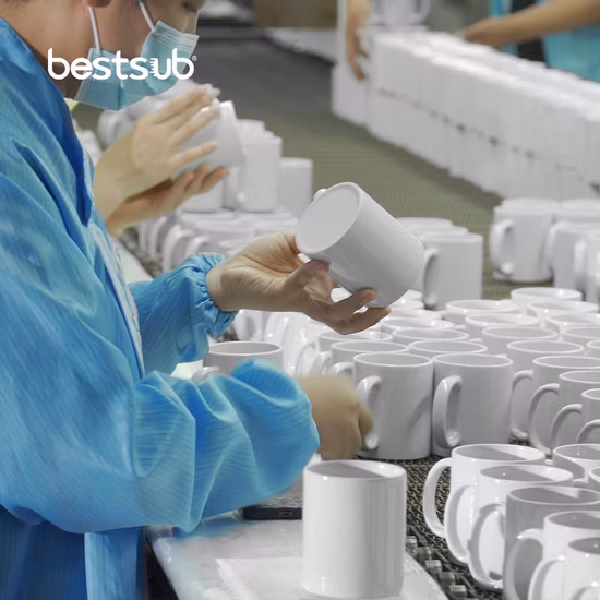 Großhandel Bestsub 330 ml 11 Unzen weiße Keramik-Kaffeetasse Sublimationsrohlinge Tassen